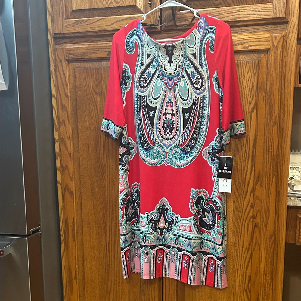 Studio I Red Paisley Midi Dress SZ 12